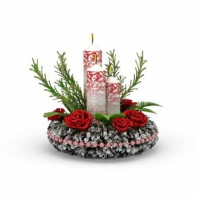 Kynttiläkukkasetti joulukoristeen 3d-malli