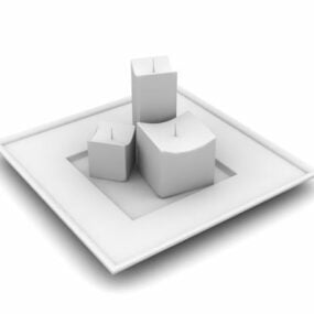 Set Of Candle Tray With Candles 3d model