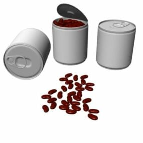 缶詰インゲン豆食品3Dモデル