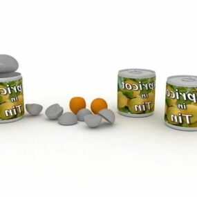 مجموعة فاكهة المشمش المعلبة نموذج ثلاثي الأبعاد