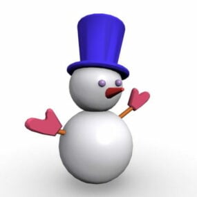 Kerst karakter sneeuwpop met hoed 3D-model