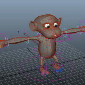 Cartoon Baby Monkey Rig 3d model