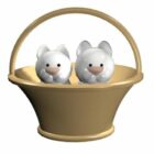 Toy Cartoon Cats In A Basket
