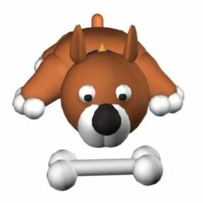 Jouet chien de dessin animé et os modèle 3D