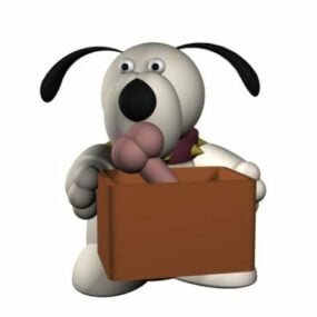Giocattolo Cartoon Dog con osso modello 3d