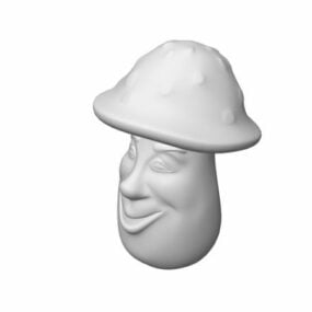 Estátua esculpida de cabeça de homem dos desenhos animados Modelo 3D