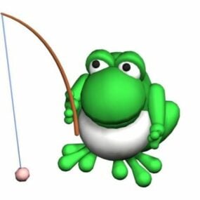 玩具卡通青蛙钓鱼3d模型