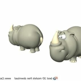 漫画の自然動物サイのおもちゃ 3D モデル