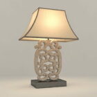 Carved Wood Base Hotel Table Lamp