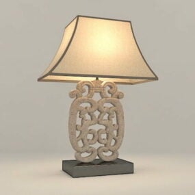 Carved Wood Home Table Lamp 3d model