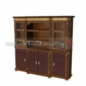 Carved Antique Furniture Wine Cabinet 3d model