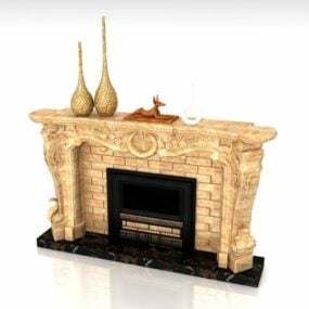 Stone Carved Fireplace Mantel Designs 3d model