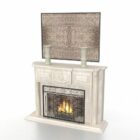 Carved Stone Fireplace With Decorations