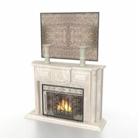 Carved Stone Fireplace With Decorations 3d model