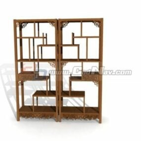 Carved Wood Asian Display Rack 3d model