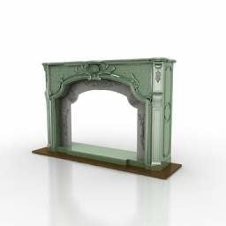 Antique Carved Marble Fireplace 3d model