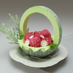 Modelo 3D de frutas de melão esculpido para presente