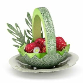 Carved Melon Fruit Decorative 3d model
