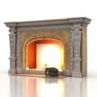 Antique Carved Stone Fireplace