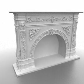 Carved Stone Fireplace Decoration 3d model