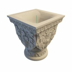 Pot de fleur de jardin en pierre sculptée modèle 3D