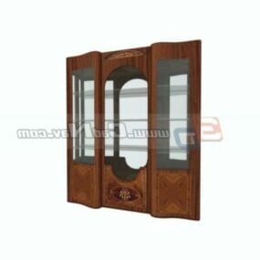 Carved Wine Cabinet Showcase Furniture 3d model