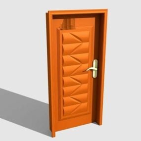 דלת עץ מגולפת ביתית דגם תלת מימד