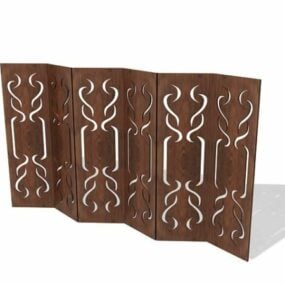 Vintage Carved Wood Privacy Screen 3D-malli