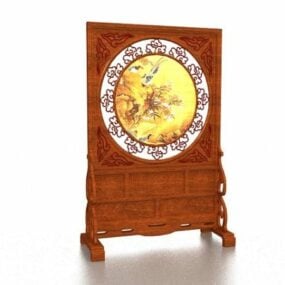 Carved Wooden Furniture Screen Stand 3d model