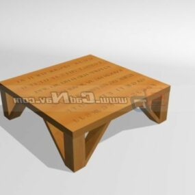 snidade trä tebordsmöbler 3d-modell
