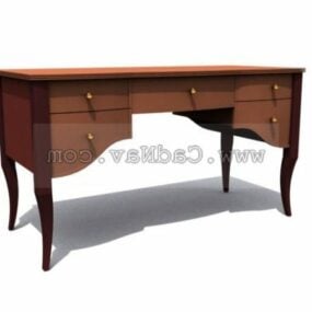 Різьблений дерев'яний старий письмовий стіл 3d модель