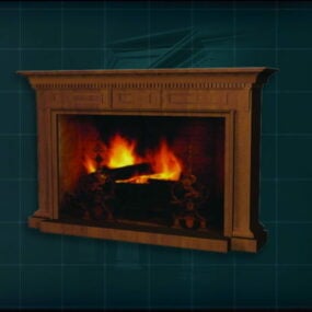 Carving Wood Fireplace Furniture 3d model