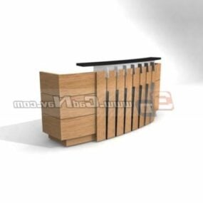 レジ木製カウンター家具3Dモデル