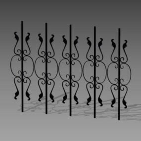 Fence Glass With Handrail 3d model
