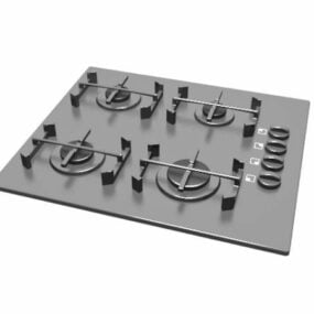 موقد غاز للمطبخ مصنوع من الحديد الزهر نموذج ثلاثي الأبعاد