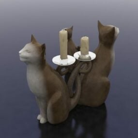 Świeczniki w kształcie kota Model 3D
