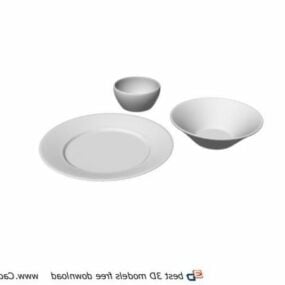 Suppeterrin, skål, tallerkenservise 3d-modell
