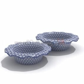 3D model fialového keramického talíře na jídlo