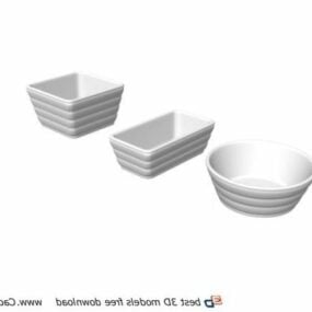 Set da cucina per zuppiera bianca modello 3d