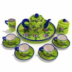 Set da tè in ceramica con trame decorative Modello 3d