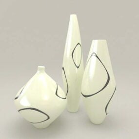 Elegant Ceramic Vases Set 3d model