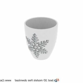 White Coffee Mugs Cups 3d model