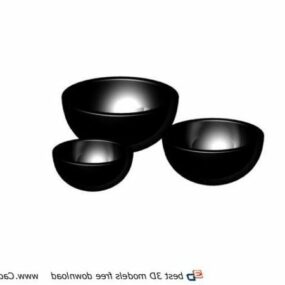 Model 3D czarnych misek ceramicznych