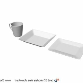 Ceramic Material Plate With Cup 3d model