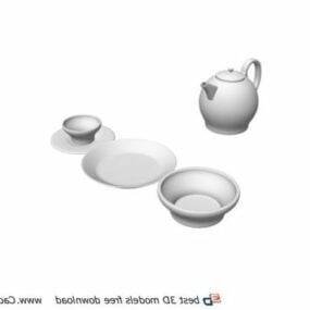 Dinning Set Ceramic Teapot Cups 3d model