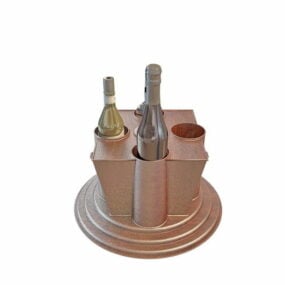 Mô hình 3d chai rượu sâm panh bằng gỗ