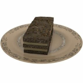 Mô hình 3d bánh phô mai thực phẩm trên đĩa