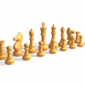 Western Wood Chess Pieces 3d model