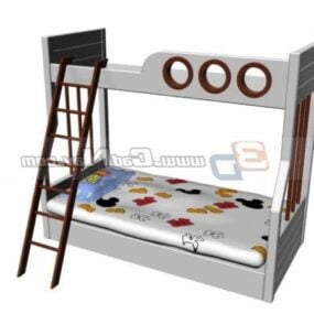 Children Furniture Wooden Bunk Bed 3d model