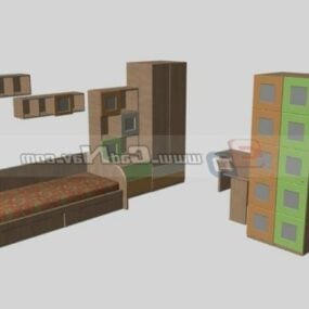 Modelo 3D de sofá e armários para móveis infantis